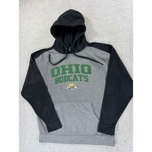 Ohio Bobcats Screened Logo Campus Hoodie Sweatshirt (Men's Large)‎ Silver